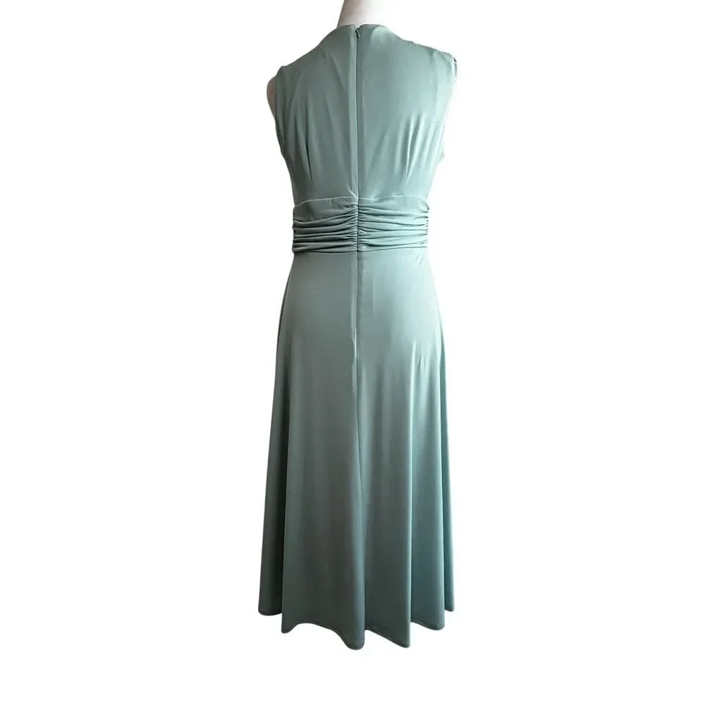 Jessica Howard Green Pleated Maxi Dress Size 6P NWOT - Picture 2 of 5